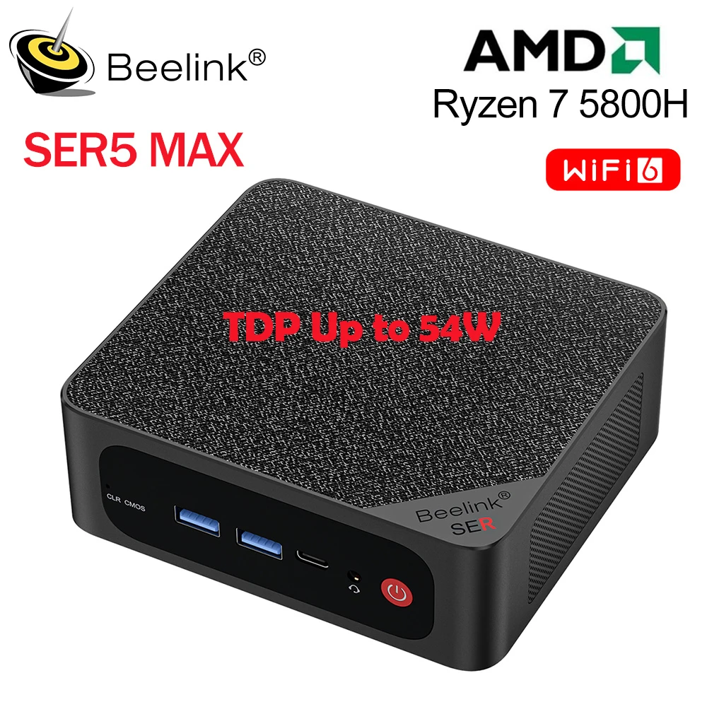 Beelink Mini PC SER5 Max AMD Ryzen 7 5800H DDR4 32G 500G NVME SSD 